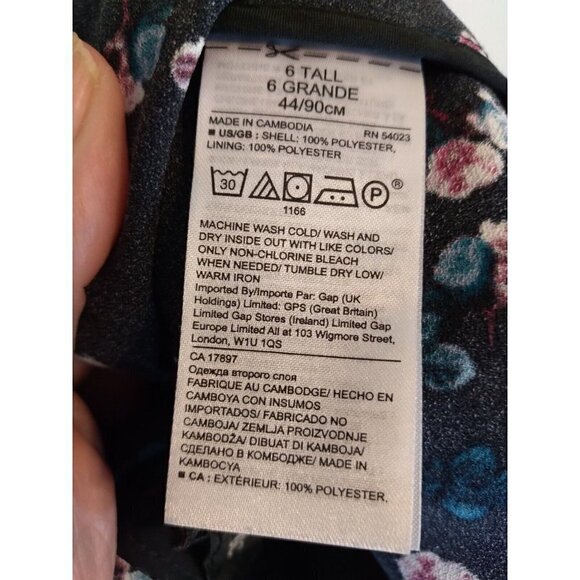 Banana Republic Dress Blue Floral Tie Open Back Bell Sleeves Sz 6 Bust 36 Length - Picture 9 of 9